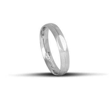 Βέρες γάμου λευκόχρυσες σαγρέ με λουστρέ λεπτομέρεια, πλάτους 4 mm